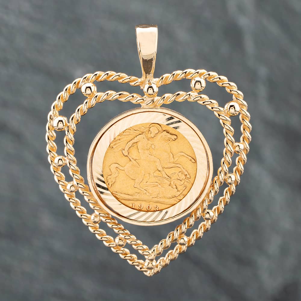 Pre-Owned 9ct Yellow Gold 1903 Half Sovereign Coin Keeper Loose Pendant 41141556BND