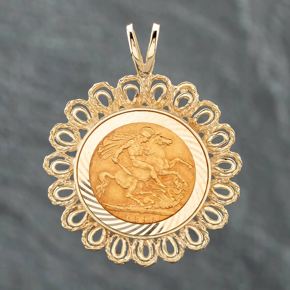 Pre-Owned 9ct Yellow Gold 1893 Half Sovereign Coin Keeper Loose Pendant 41141557BND