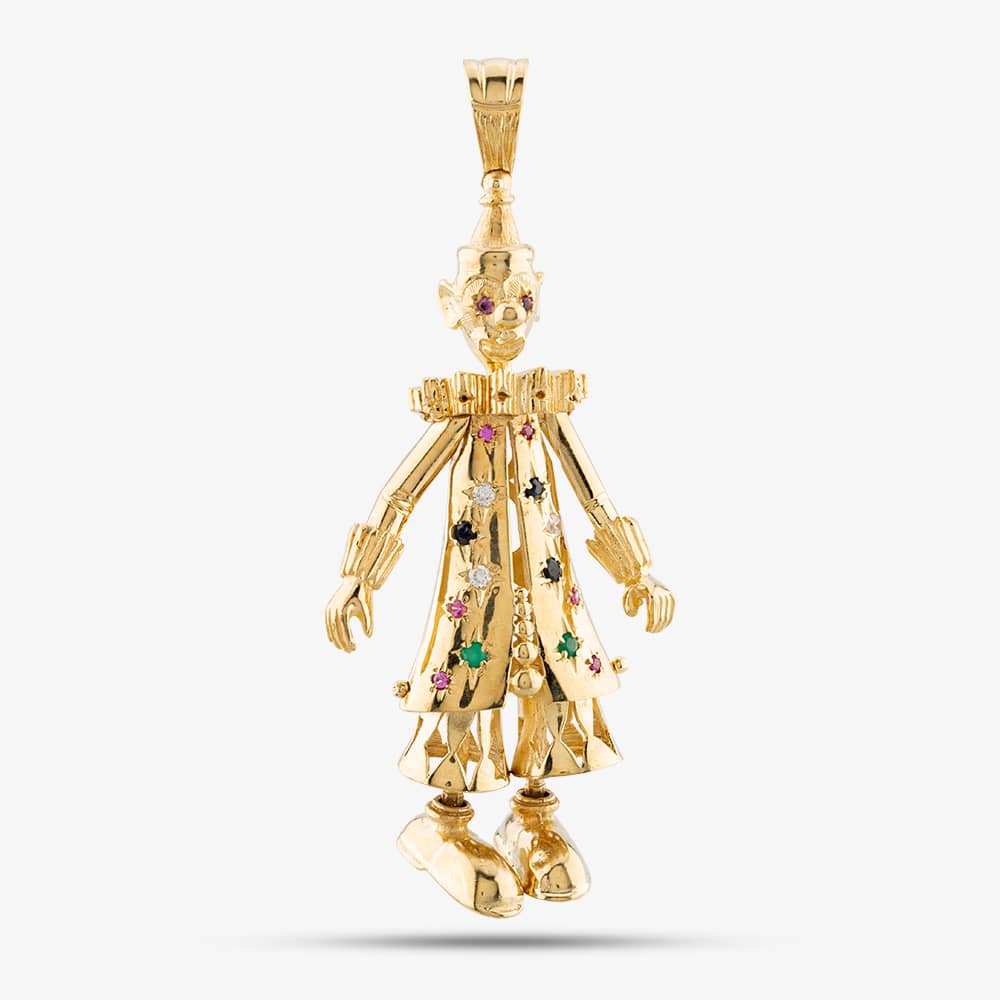 Product photograph of Pre-owned 9ct Yellow Gold Large Clown Gemstone Loose Pendant 41141560 from The Jewel Hut