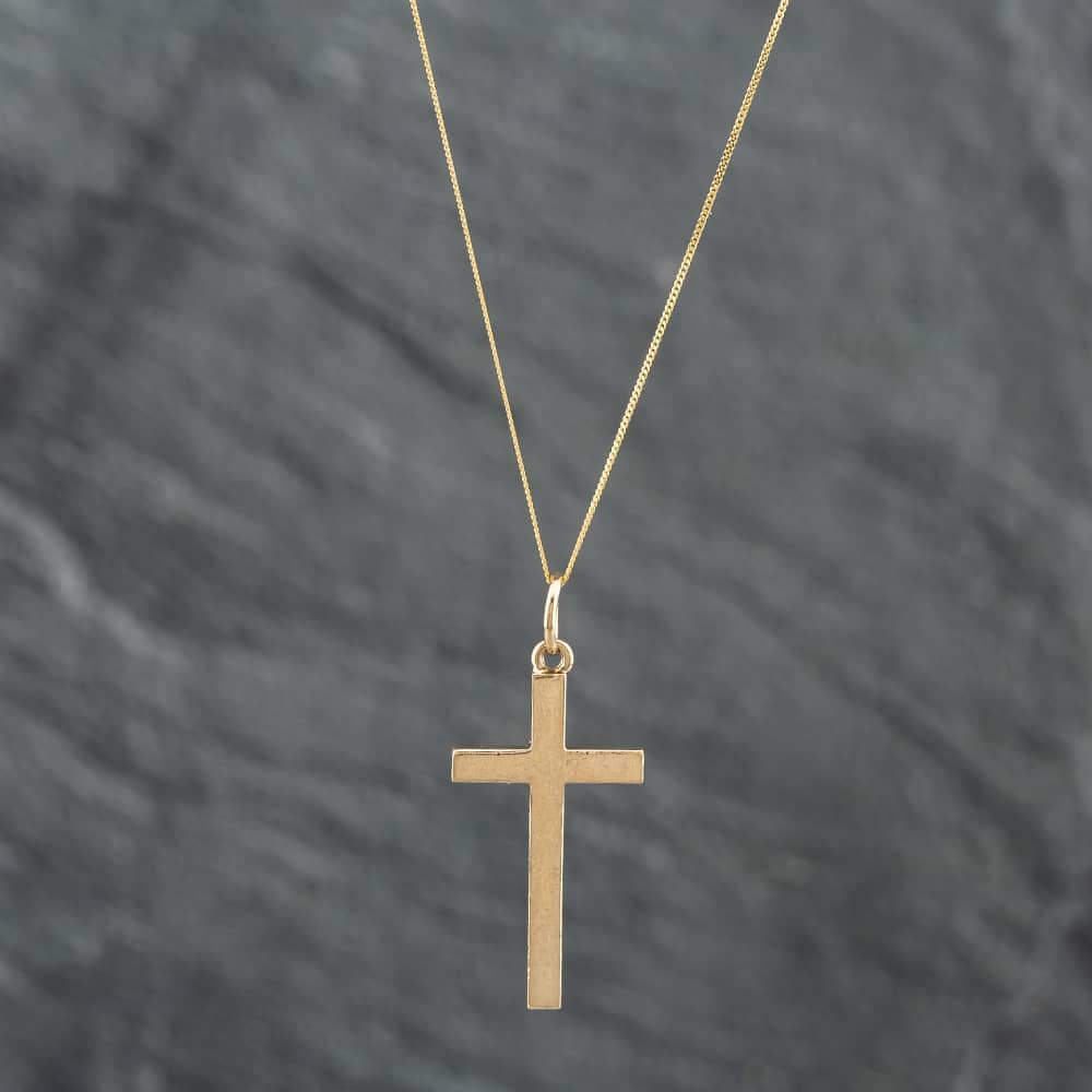 Pre-Owned 9ct Yellow Gold Plain Pendant & 18 Inch Curb Chain 