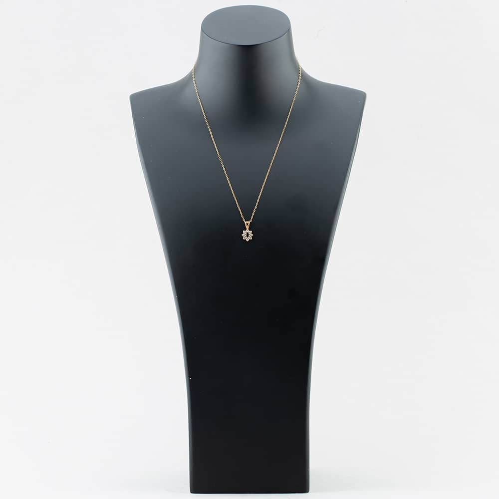 Pre-Owned Yellow Gold Oval Cut Sapphire & Cubic Zirconia Flower Cluster Pendant & 18 Inch Trace Chain 41141667