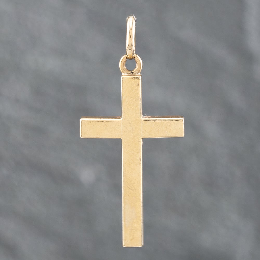 Product photograph of Pre-owned 9ct Yellow Gold Plain Cross Loose Pendant 41142079 from The Jewel Hut