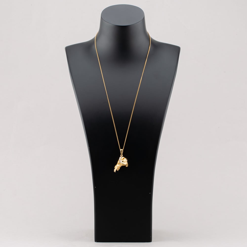 Pre-Owned 9ct Yellow Gold Cubic Zirconia Bulldog Pendant & 23 Inch Curb Chain 41142268