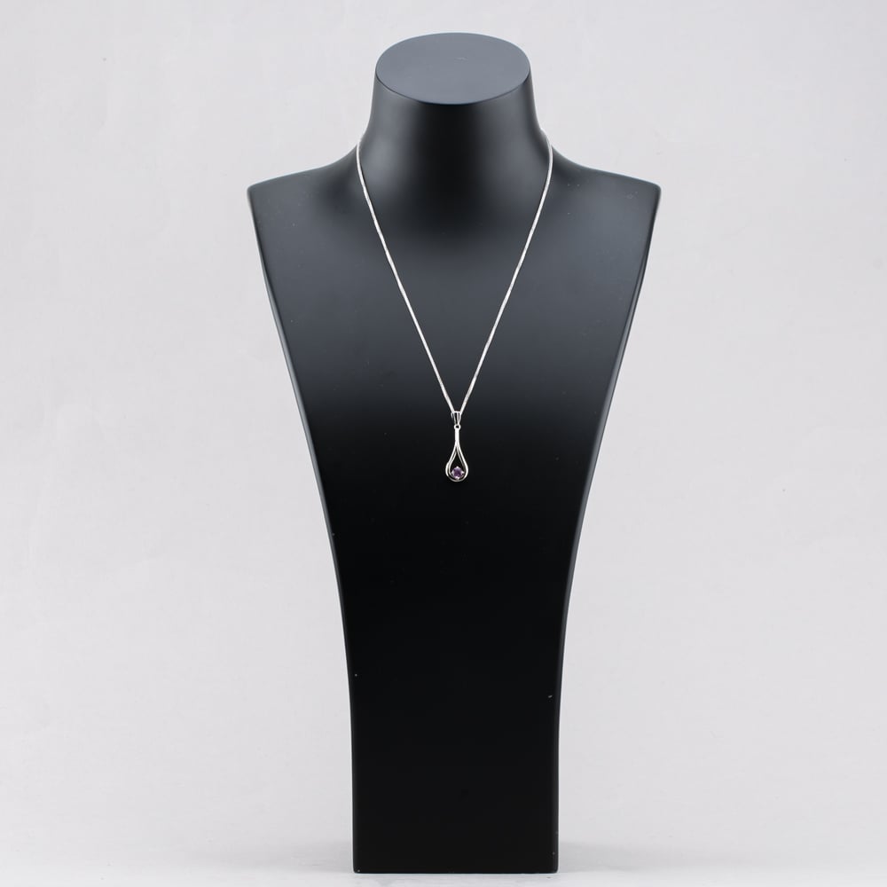 Pre-Owned 9ct White Gold Pink Cubic Zirconia Set Earrings & 18 Inch Foxtail Jewellery Set 41142292