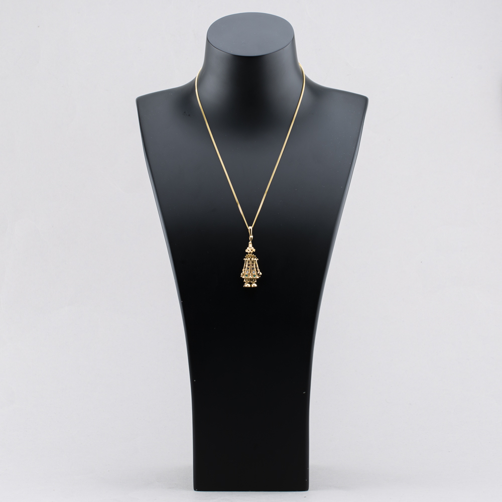 Pre-Owned 9ct Yellow Gold Multi Stone Clown Pendant & 18 Inch Curb Chain 41142296