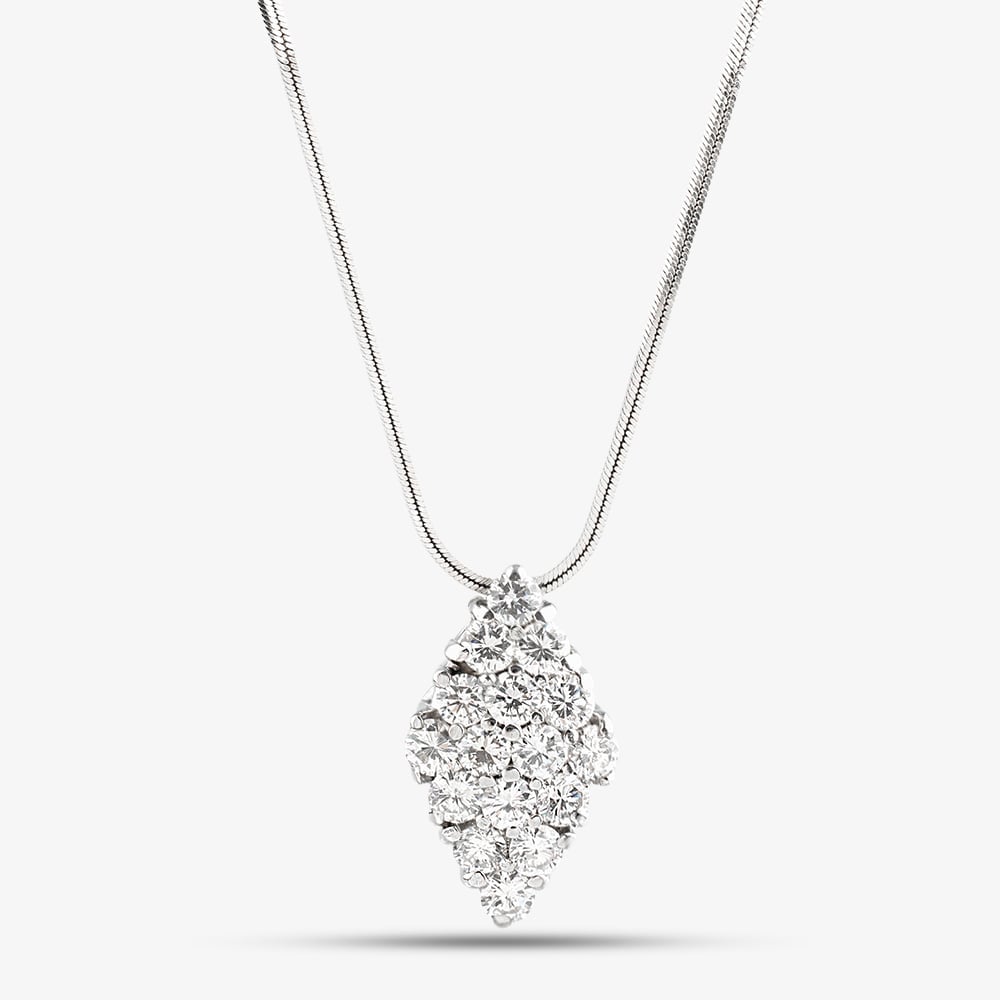 Pre-Owned 14ct White Gold 1.14ct Brilliant Cut Diamond Marquise Shaped Pendant &amp; 18 Inch Chain 41142328