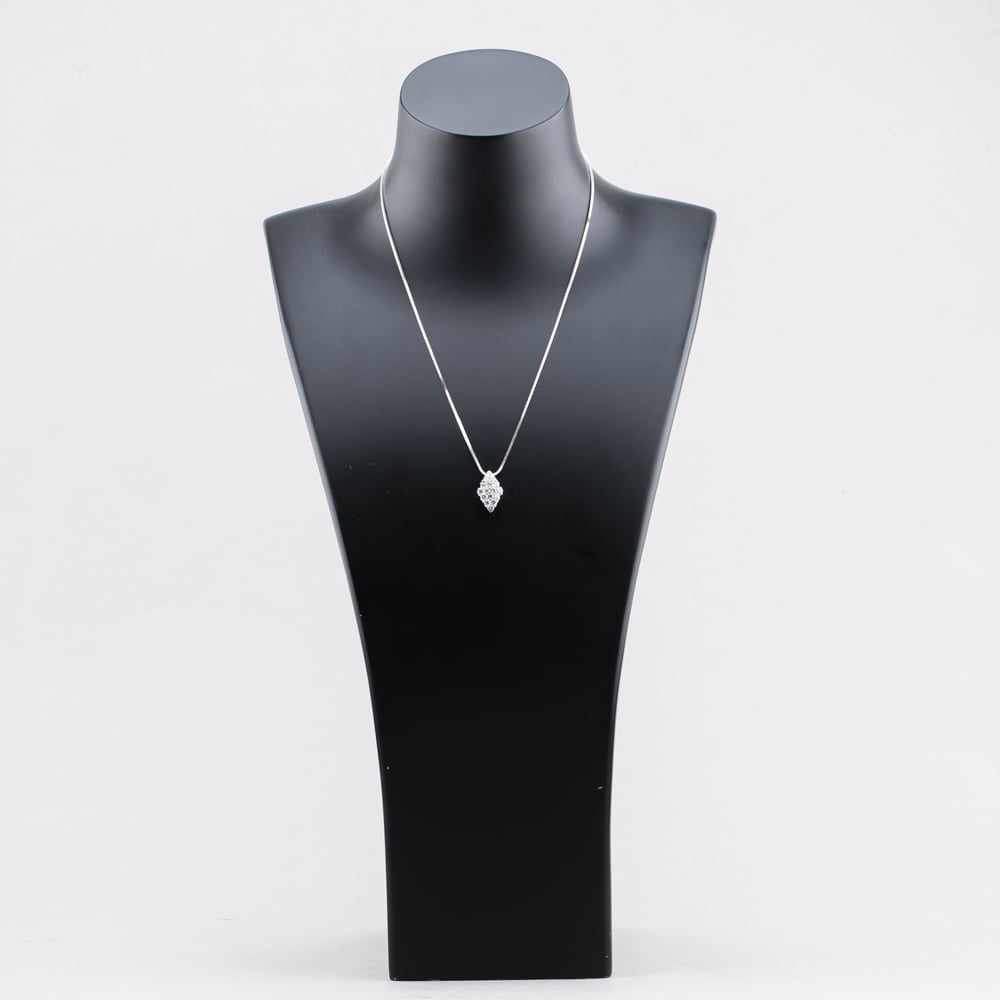 Pre-Owned 14ct White Gold 1.14ct Brilliant Cut Diamond Marquise Shaped Pendant & 18 Inch Chain 41142328