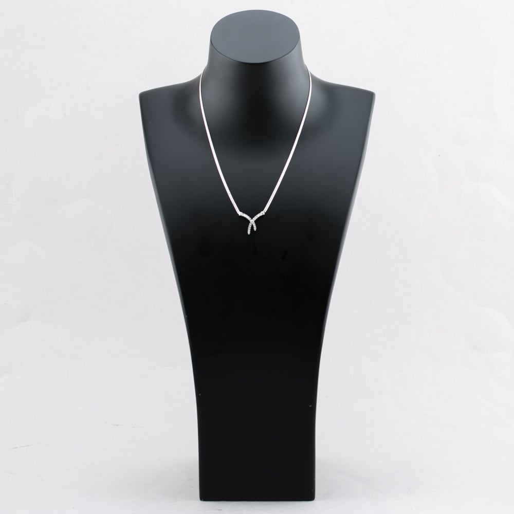 Pre-Owned 9ct White Gold 0.50ct Brilliant Cut Diamond Crossover Pendant & 16 Inch Herringbone Chain 41142413