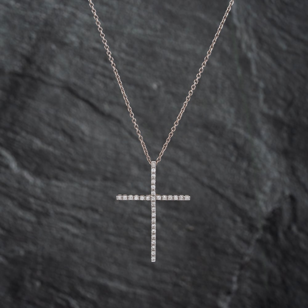 Click to view product details and reviews for Pre Owned 18ct White Gold 030ct Brilliant Cut Diamond Cross Pendant And 19 Inch Trace Chain 41142676. Click to view product details and reviews for Pre Owned 18ct White Gold 030ct Brilliant Cut Diamond Cross Pendant And 19 Inch Trace Chain 41142676.