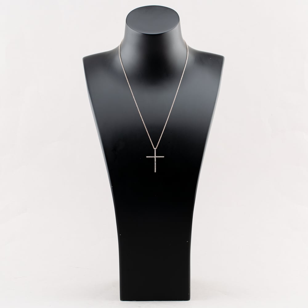 Pre-Owned 18ct White Gold 0.30ct Brilliant Cut Diamond Cross Pendant & 19 Inch Trace Chain 41142676