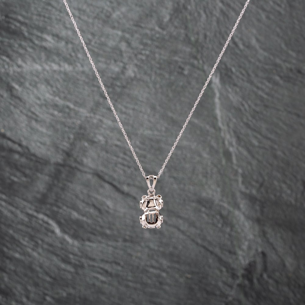 Pre-Owned 14ct White Gold Convertible Vintage Style Car Pendant &amp; 16 Inch Curb Chain 41142697