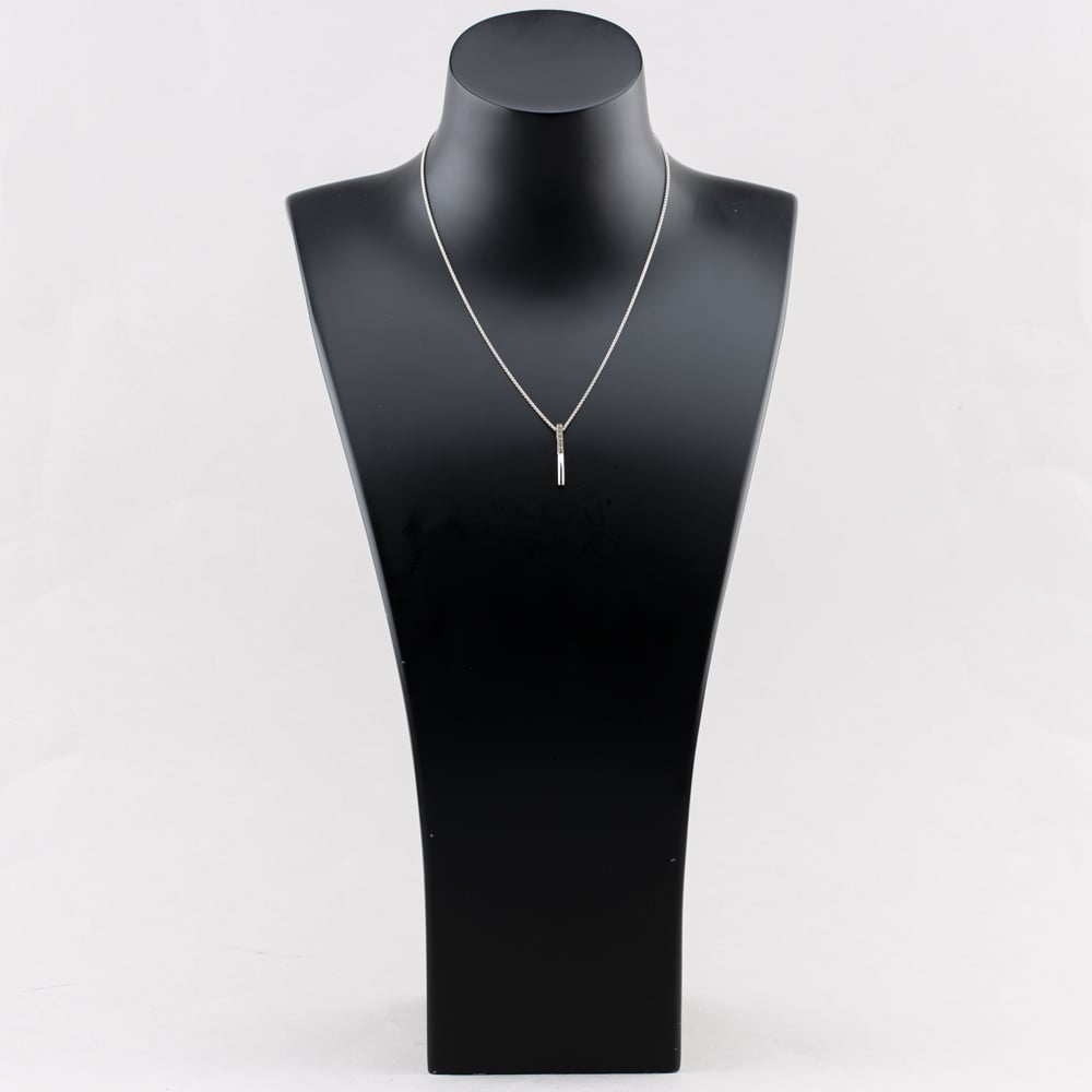 Pre-Owned 9ct White Gold Cubic Zirconia Hinged Bar Earrings & 18 Inch Pendant Jewellery Set 41142699