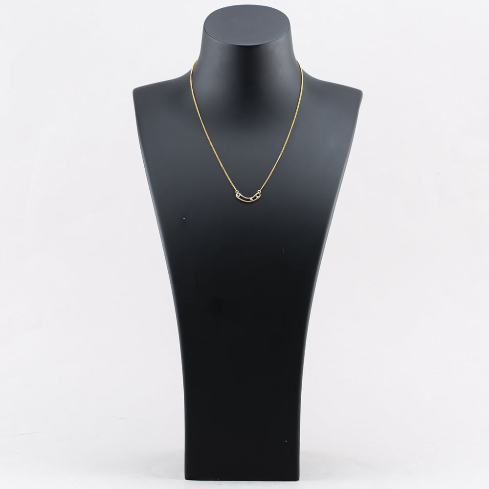 Pre-Owned 14ct Yellow Gold Diamond Crescent Shaped Safety Pin Pendant & 17 Inch Curb Chain 41142718