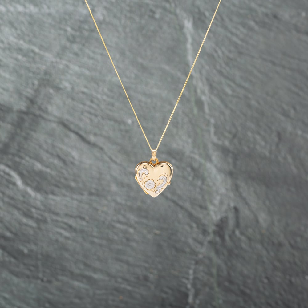 Click to view product details and reviews for Pre Owned 9ct Two Colour Gold Heart Flower Locket Pendant And 18 Inch Curb Chain 41142743. Click to view product details and reviews for Pre Owned 9ct Two Colour Gold Heart Flower Locket Pendant And 18 Inch Curb Chain 41142743.