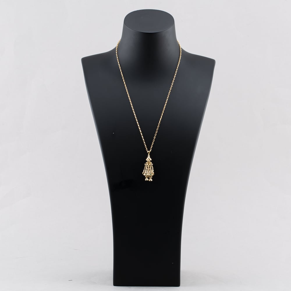 Pre-Owned 9ct Yellow Gold Cubic Zirconia Clown Gemstone Pendant & 19 Inch Trace Chain 41142808