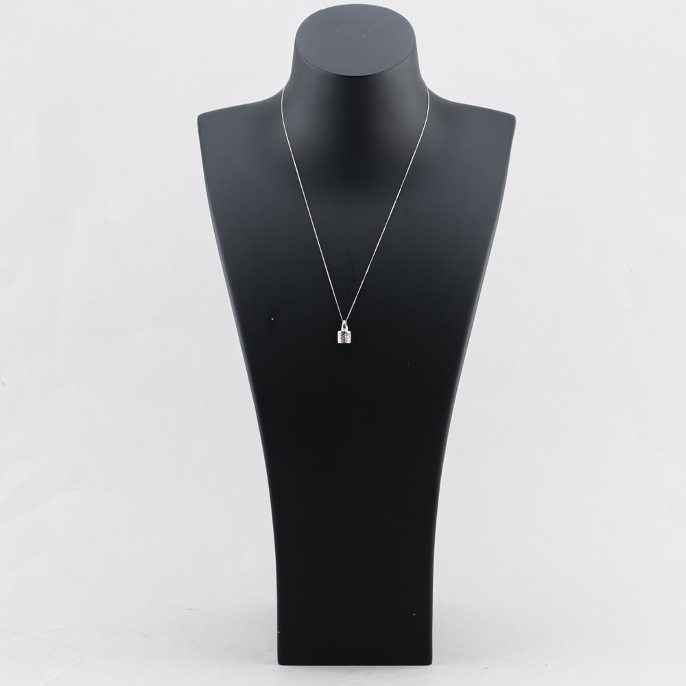 Pre-Owned 18ct White Gold 0.25ct Princess Cut Diamond Square Four Stone Pendant & 18 Inch Curb Chain 41142893