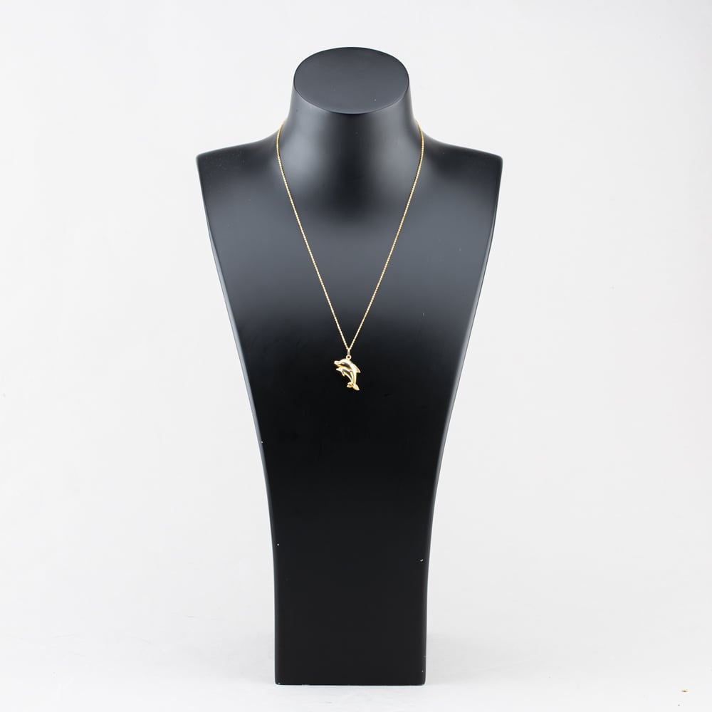 Pre-Owned 9ct Yellow Gold Mother And Baby Dolphin Pendant & 18 Inch Trace Chain 41142929