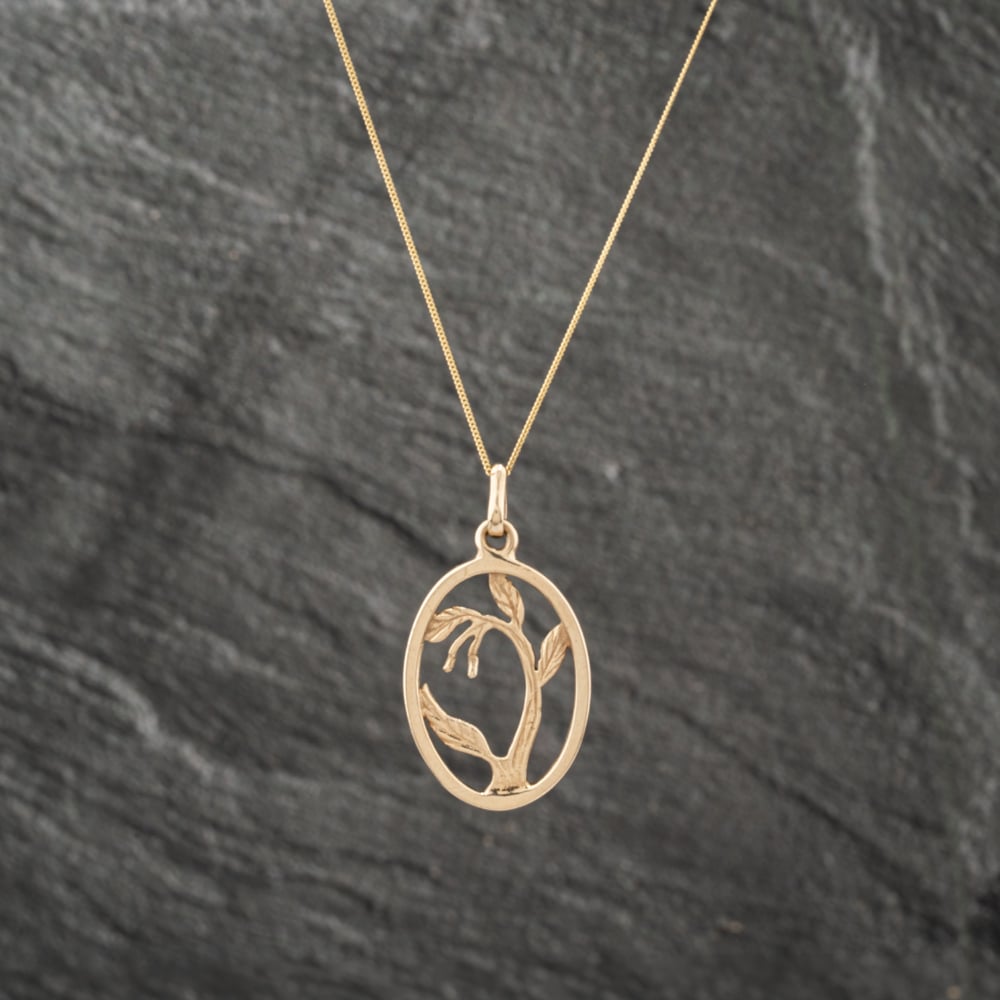 Click to view product details and reviews for Pre Owned 9ct Yellow Gold Oval Openwork Tree Design Pendant And 18 Inch Curb Chain 41142974.