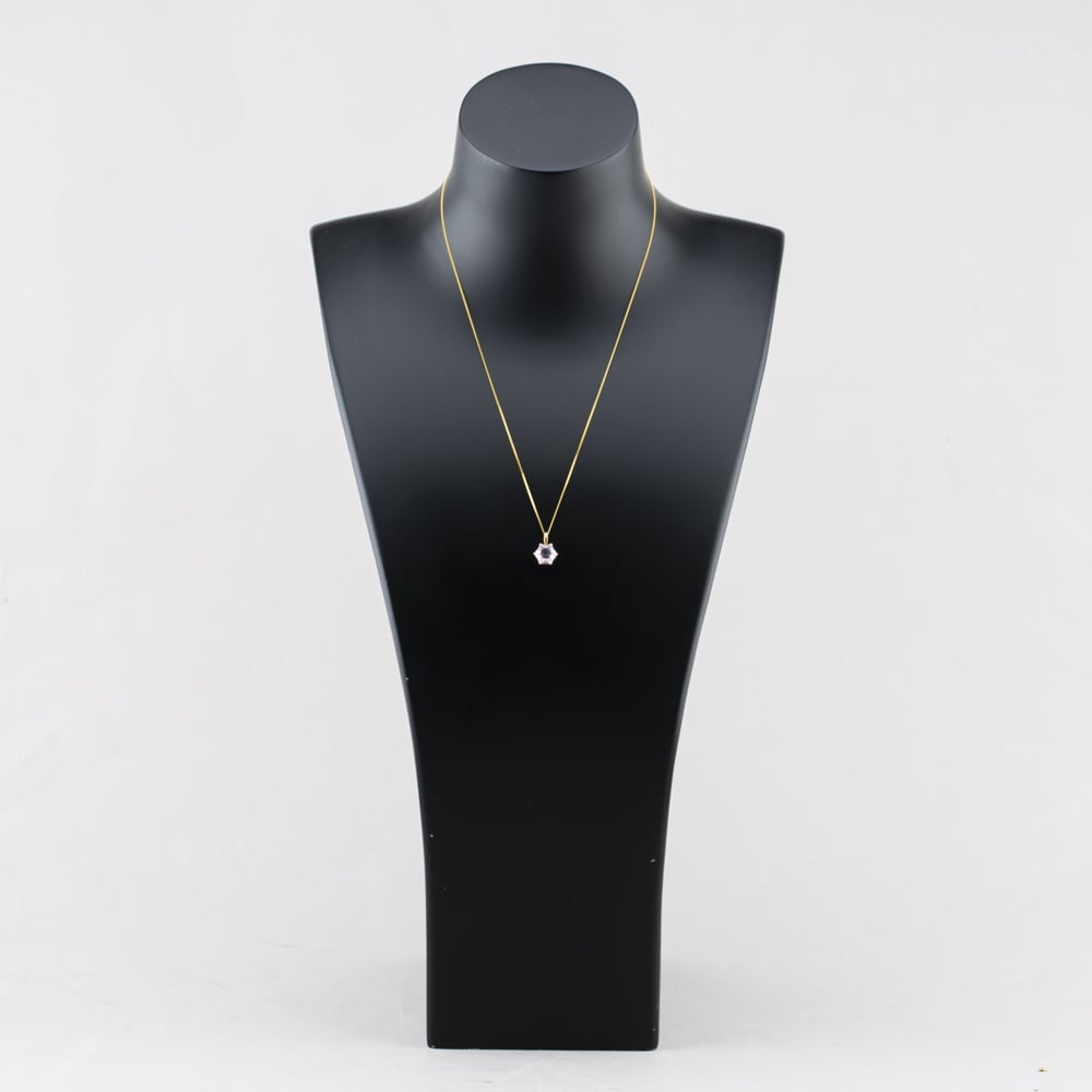 Pre-Owned 9ct Yellow Gold Amethyst Hexagonal Pendant & 18 Inch Curb Chain 41143026