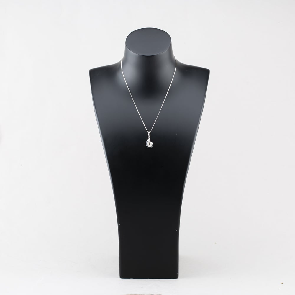 Pre-Owned 9ct White Gold 0.05ct Diamond Swirl Pendant & 16 Inch Curb Chain 41143029