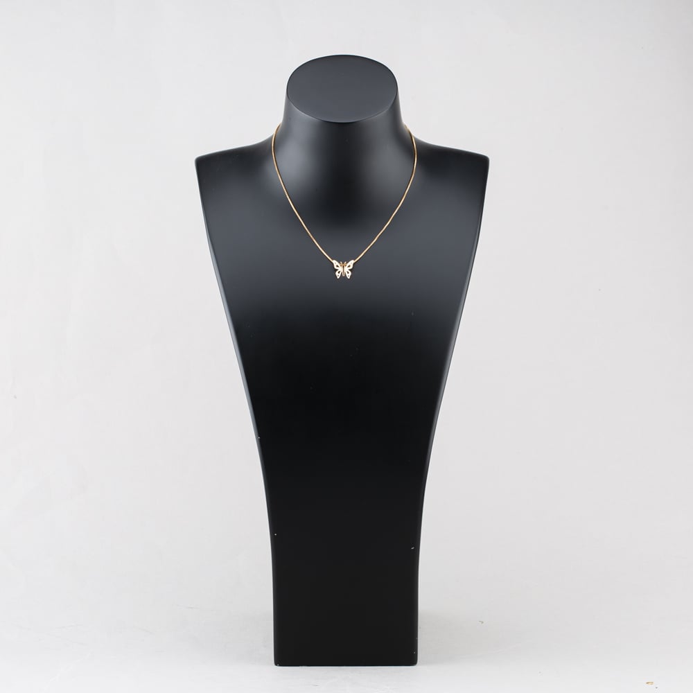 Pre-Owned 9ct Yellow Gold Butterfly Pendant & 14 Inch Box Chain 41143094