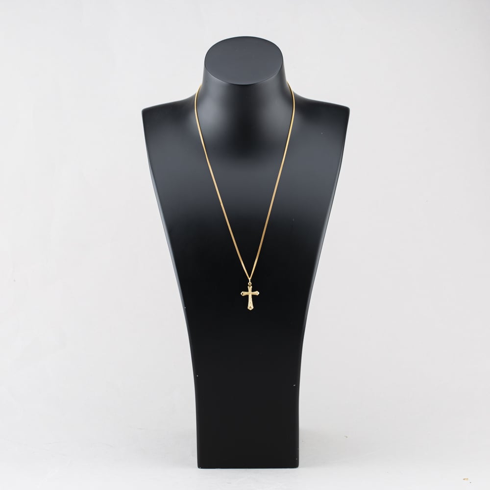 Pre-Owned 9ct Yellow Gold Engraved Cross Pendant & 20 Inch Curb Chain 41143109
