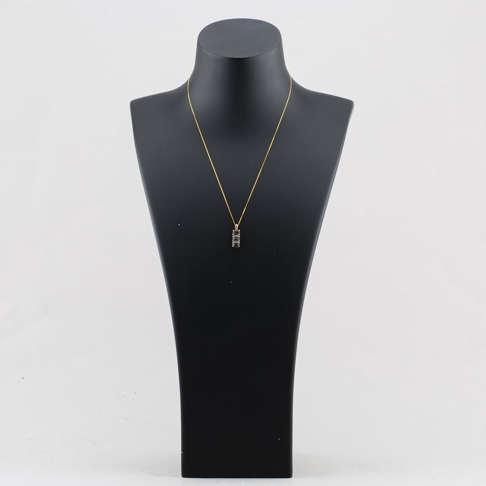 Pre-Owned Yellow Gold Mystic Topaz & 0.03ct Diamond Set Pendant & 18 Inch Curb Chain 41143174