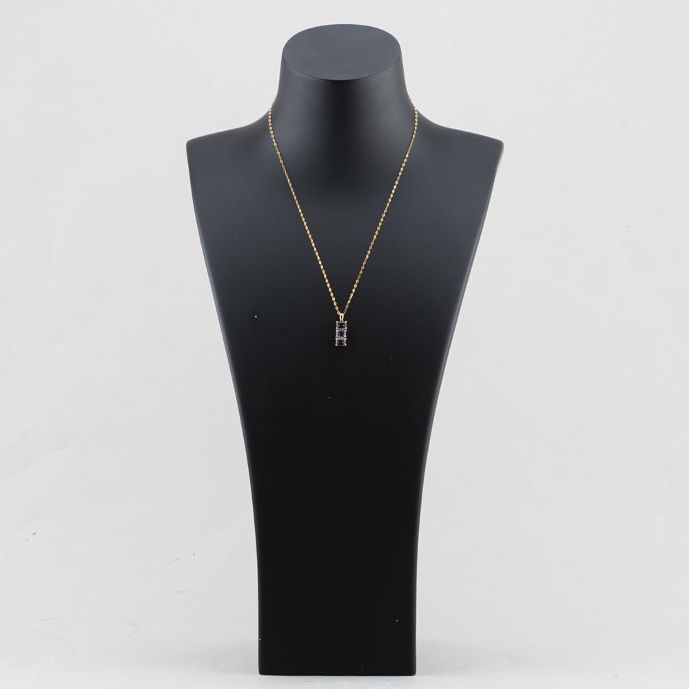 Pre-Owned Yellow Gold Mystic Topaz & 0.03ct Diamond Set Pendant & 18 Inch Trace Chain 41143175