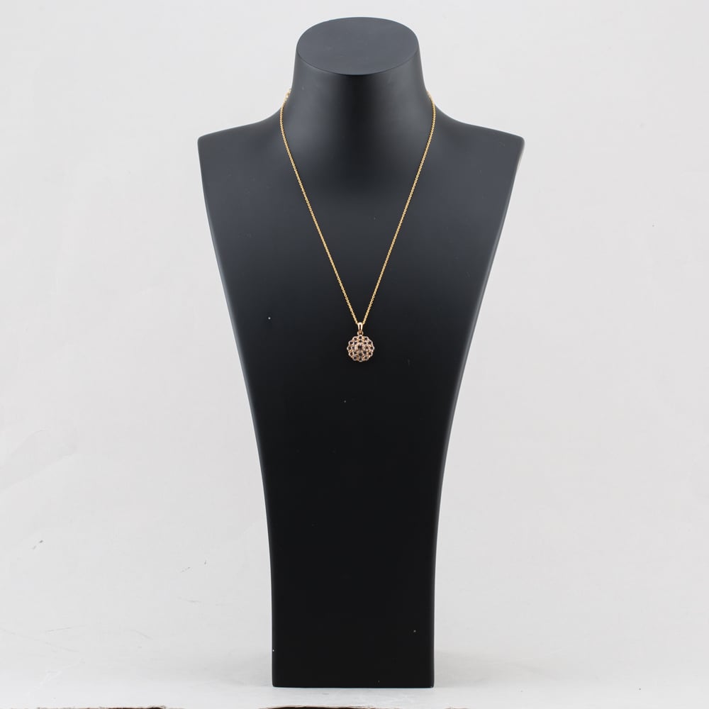 Pre-Owned 9ct Yellow Gold Pale Pink Tourmaline Cluster Pendant & 16-18 Inch Trace Chain 41143178
