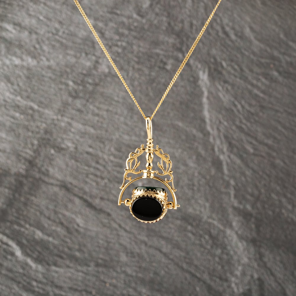 Pre-Owned 9ct Yellow Gold Multi Stone Fancy Swivel Pendant & 20 Inch Curb Chain 41143183