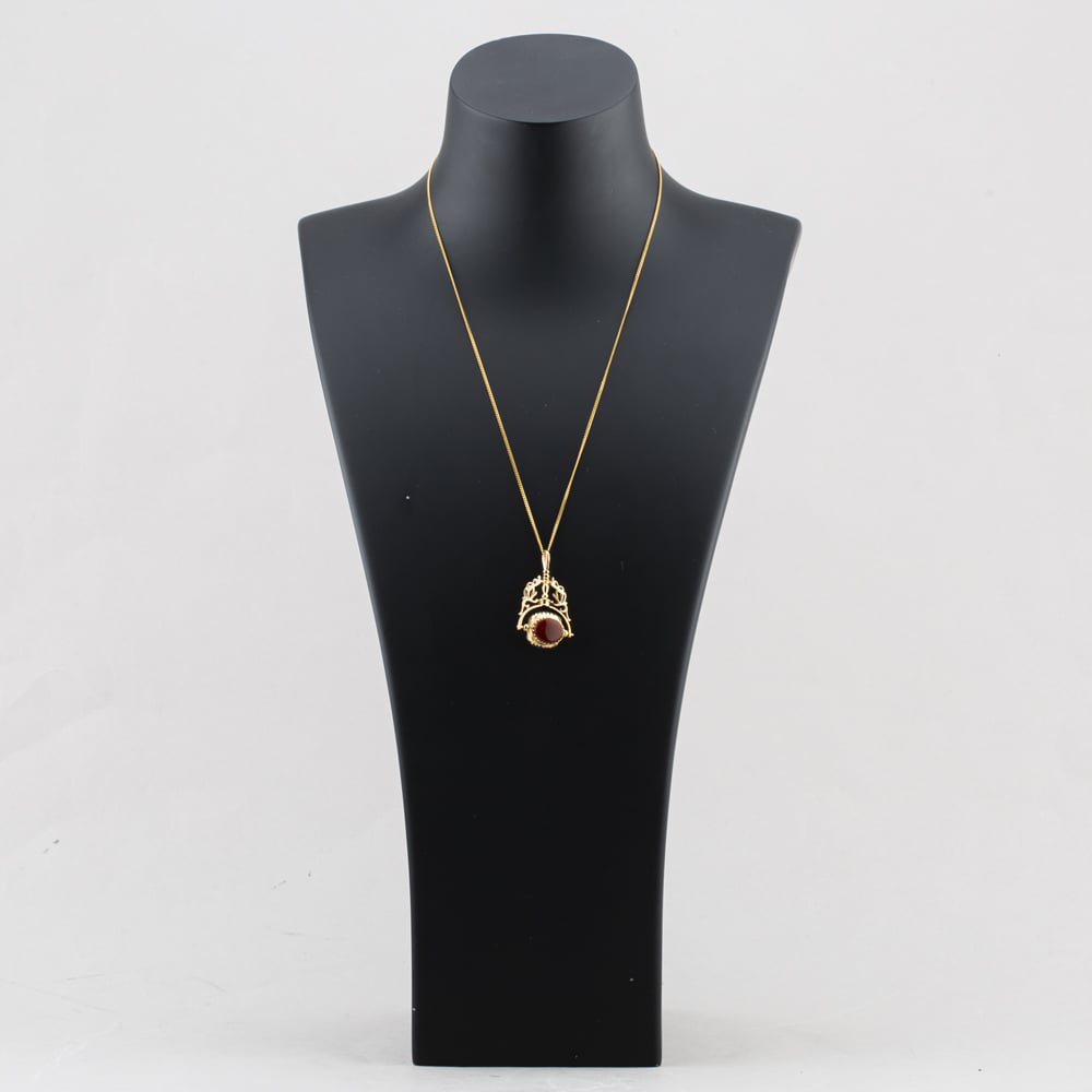 Pre-Owned 9ct Yellow Gold Multi Stone Fancy Swivel Pendant & 20 Inch Curb Chain 41143183
