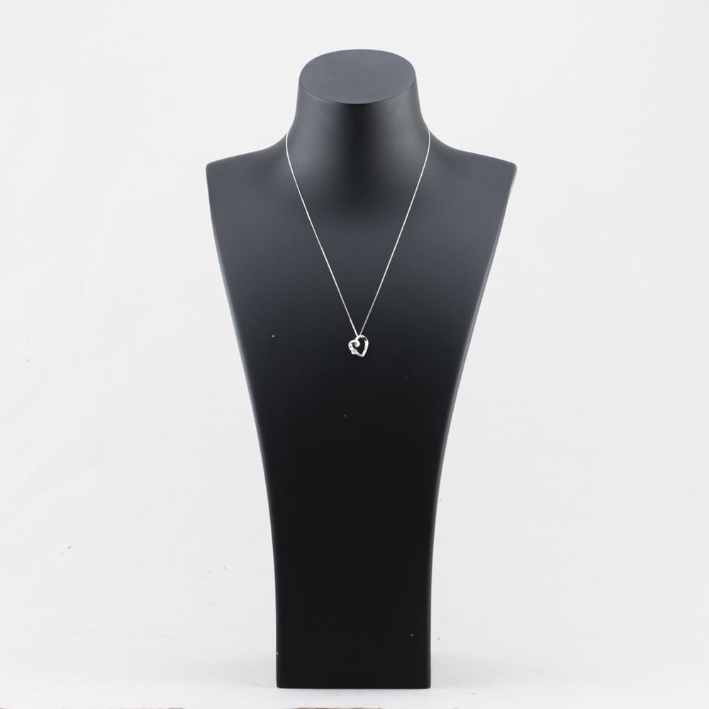 Pre-Owned 9ct White Gold Cubic Zirconia Heart Slider Pendant & 18 Inch Curb Chain 41143227