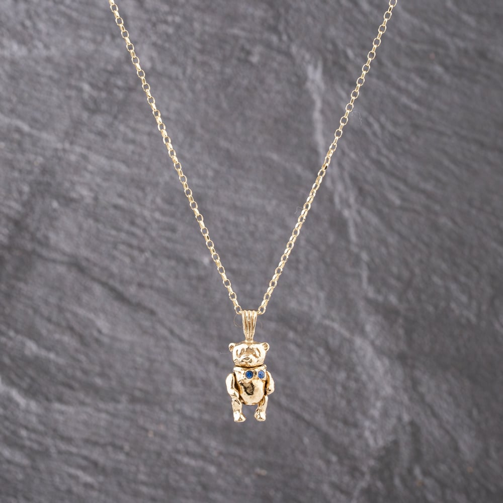 Pre-Owned 9ct Yellow Gold Cubic Zirconia Set Moveable Teddy Bear Pendant & 17 Inch Belcher Chain 41143248