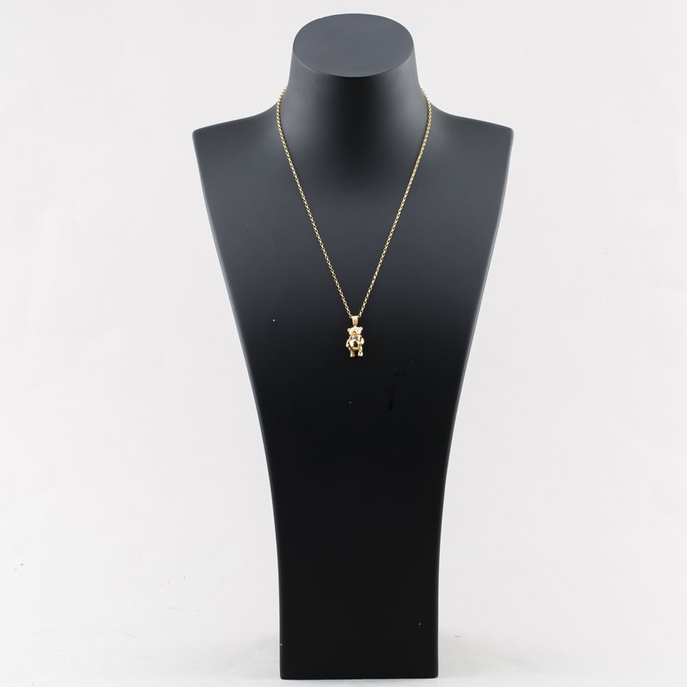 Pre-Owned 9ct Yellow Gold Cubic Zirconia Set Moveable Teddy Bear Pendant & 17 Inch Belcher Chain 41143248