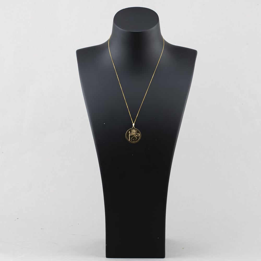 Pre-Owned 9ct Yellow Gold St Christopher Pendant & 18 Inch Curb Chain 41143311