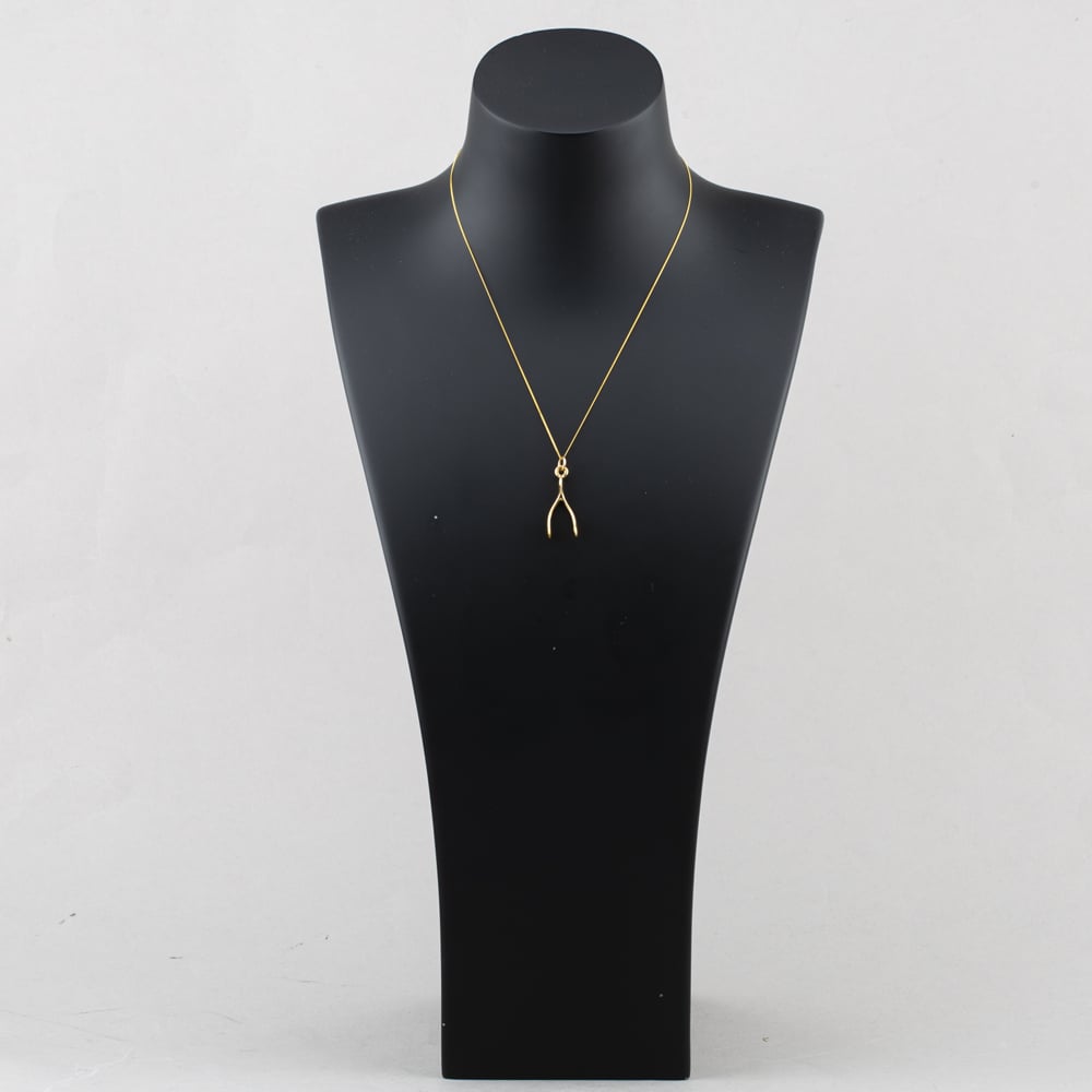 Pre-Owned 9ct Yellow Gold Wishbone Pendant & 18 Inch Curb Chain 41143336