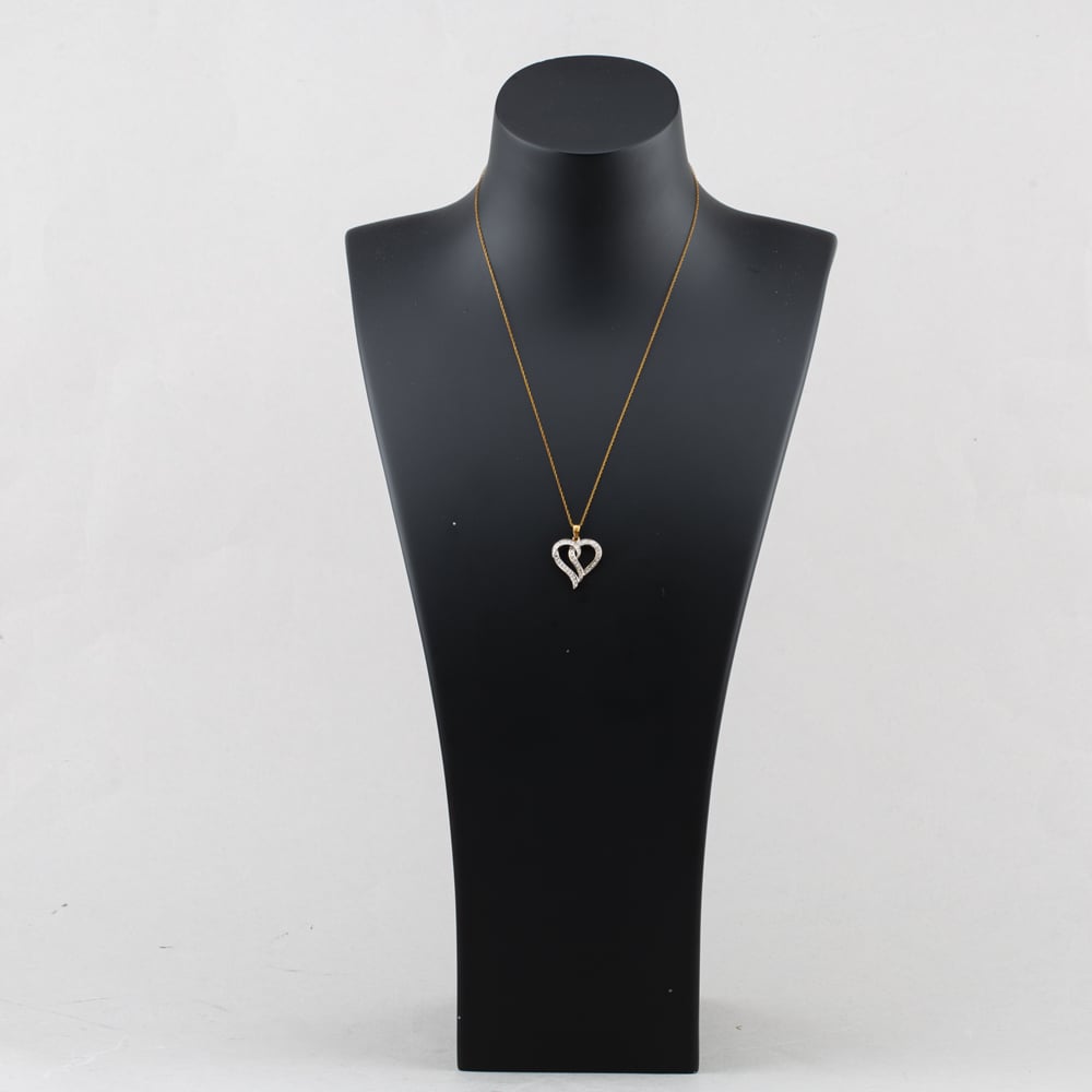 Pre-Owned 9ct Two Colour Gold 0.25ct Diamond Set Open Heart Pendant & 18 Inch Prince Of Wales Chain 41143344