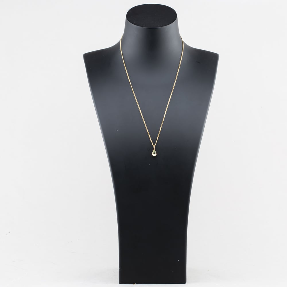 Pre-Owned 9ct Yellow Gold Green Beryl Pear Shape Pendant & 20 Inch Curb Chain 41143348