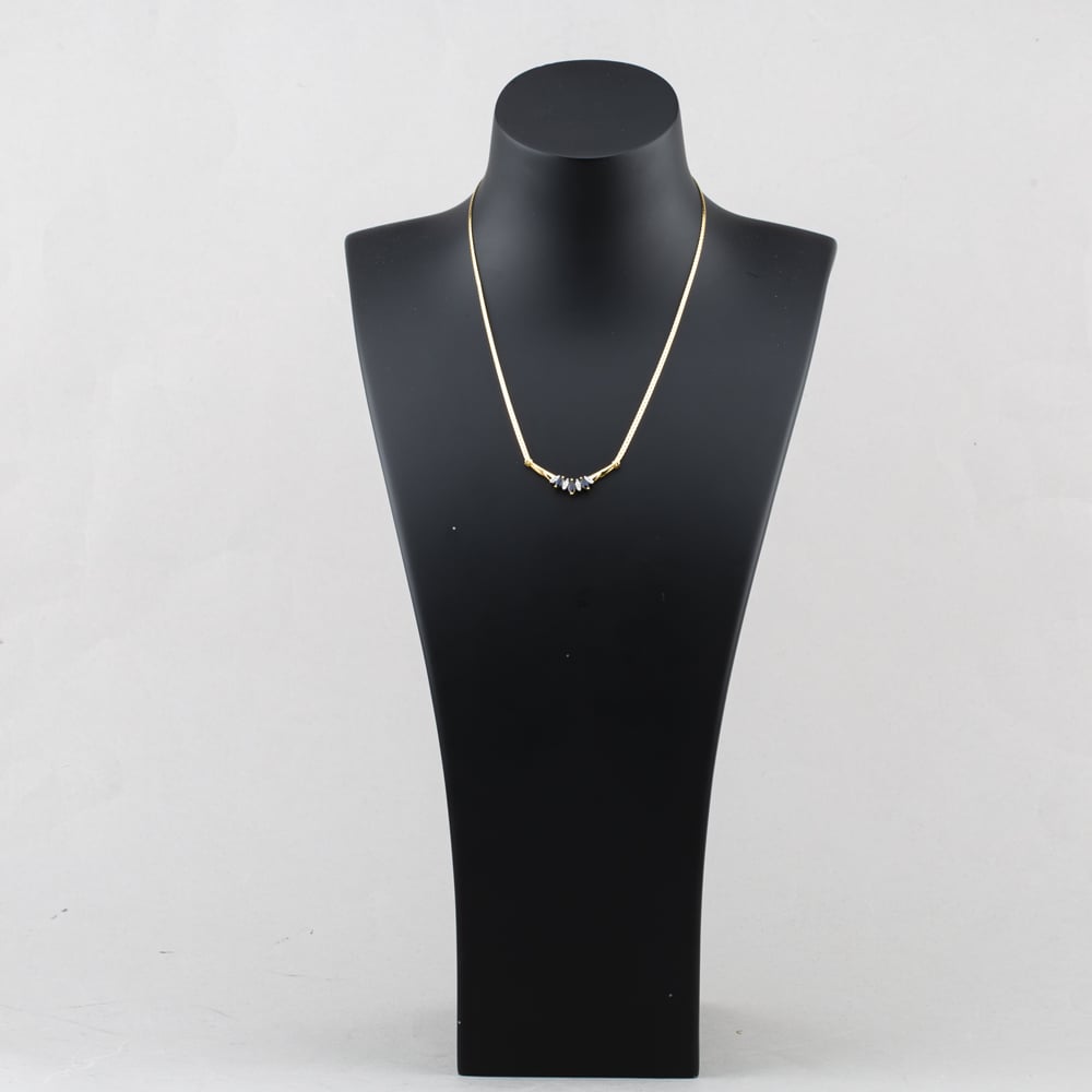 Pre-Owned 18ct Yellow Gold Sapphire & 0.15ct Diamond Set Bar Pendant & 16 Inch Curb Chain 41143352