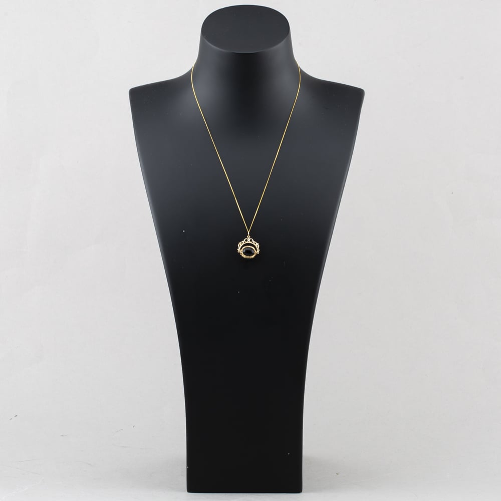 Pre-Owned Yellow Gold Multi Stone Swivel Pendant & 18 Inch Curb Chain 41143368