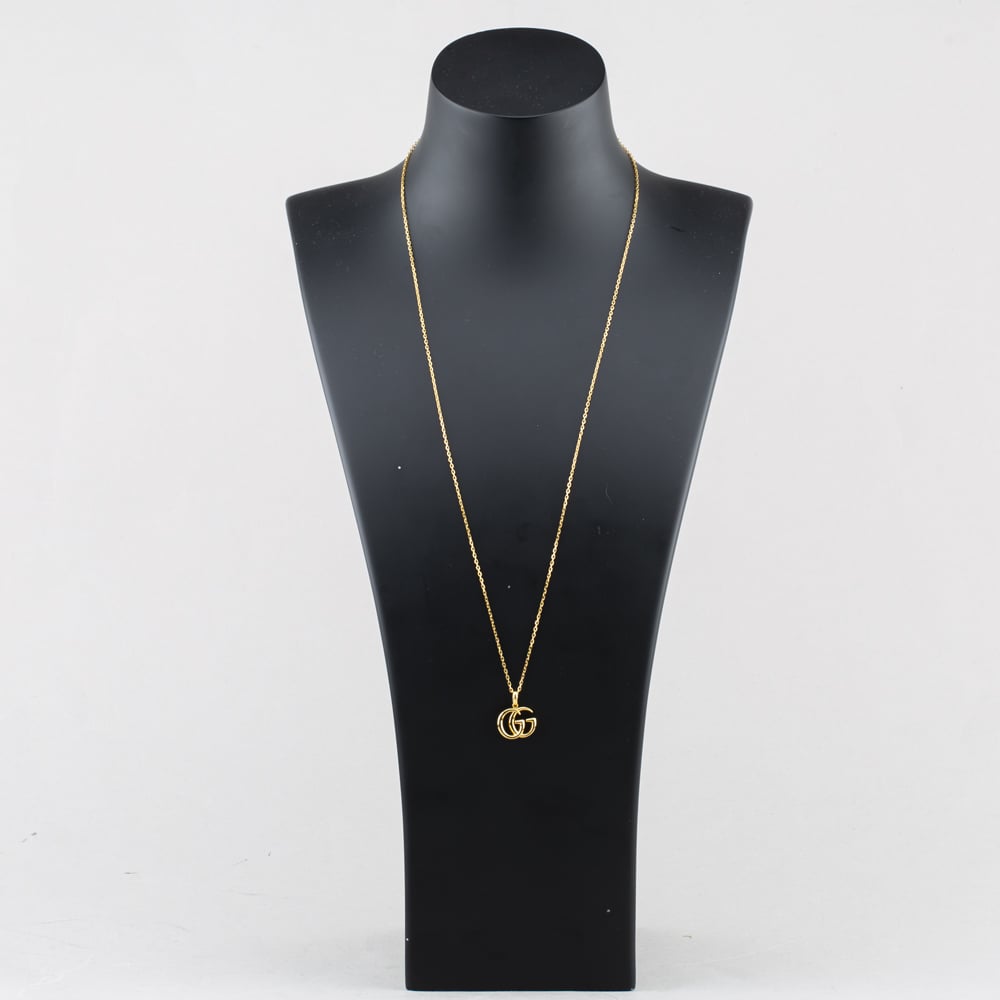 Pre-Owned 18ct Yellow Gold Gucci Gg Pendant & Adjustable Trace Chain 41143435