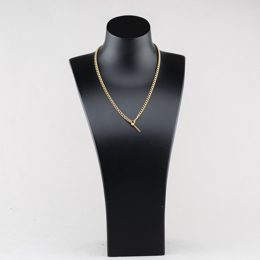 Pre-Owned 9ct Yellow Gold T-Bar Pendant & 18 Inch Curb Chain 41143500