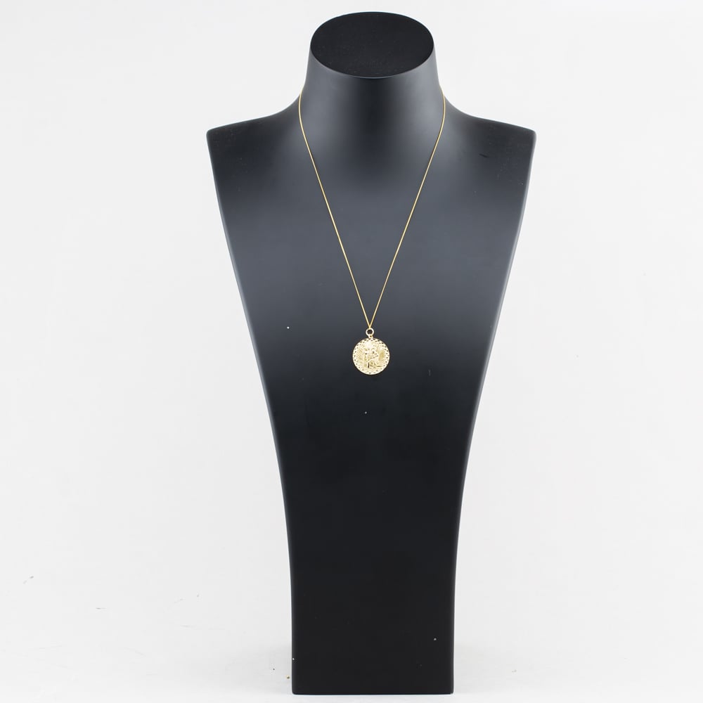 Pre-Owned 9ct Yellow Gold St Christopher Pendant & 18 Inch Curb Chain 41143539