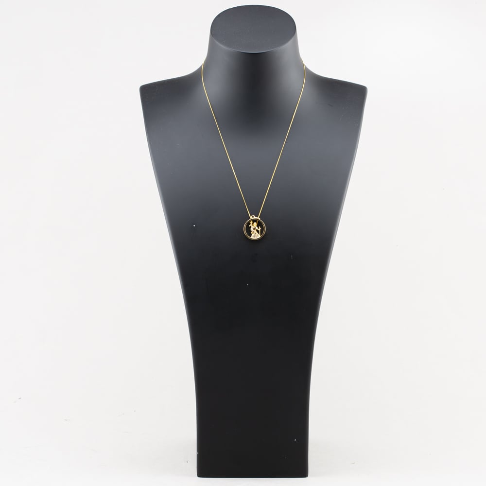 Pre-Owned 9ct Yellow Gold Open Work St Christopher Pendant & 18 Inch Curb Chain 41143543
