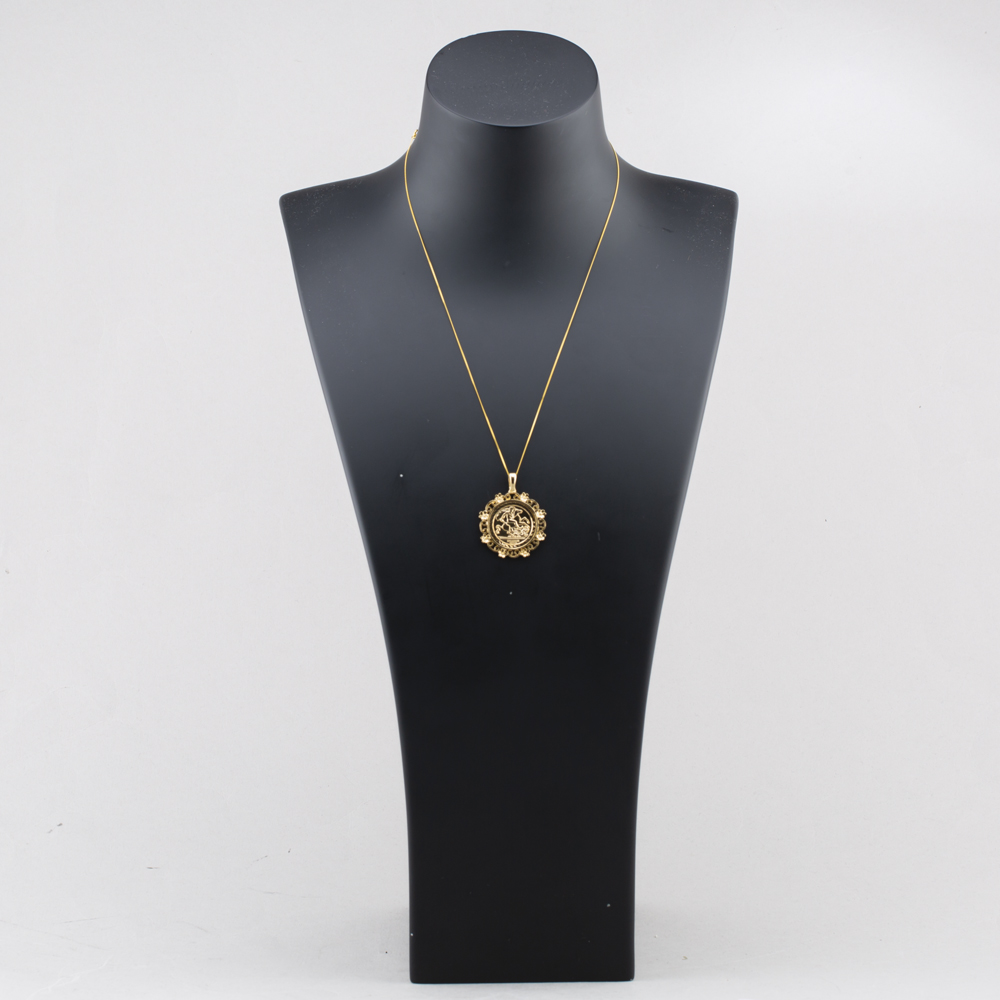 Pre-Owned 9ct Yellow Gold St George Pendant & 18 Inch Curb Chain 41143575