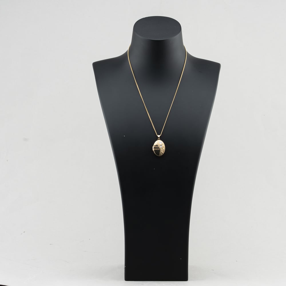 Pre-Owned 9ct Two Colour Gold Poval Precious Memories Locket Pendant & 18 Inch Curb Chain 41143586