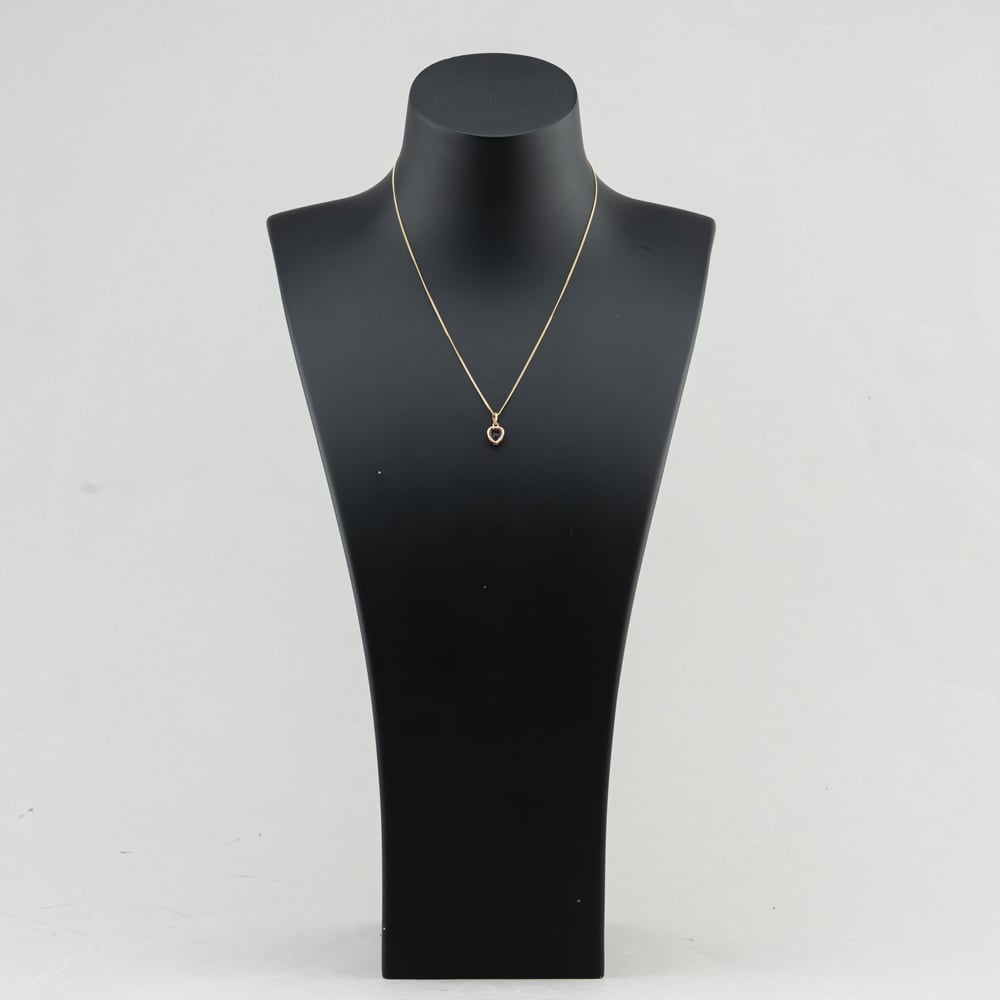 Pre-Owned Yellow Gold Amethyst Heart Gemstone Pendant & 18 Inch Curb Chain 41143588