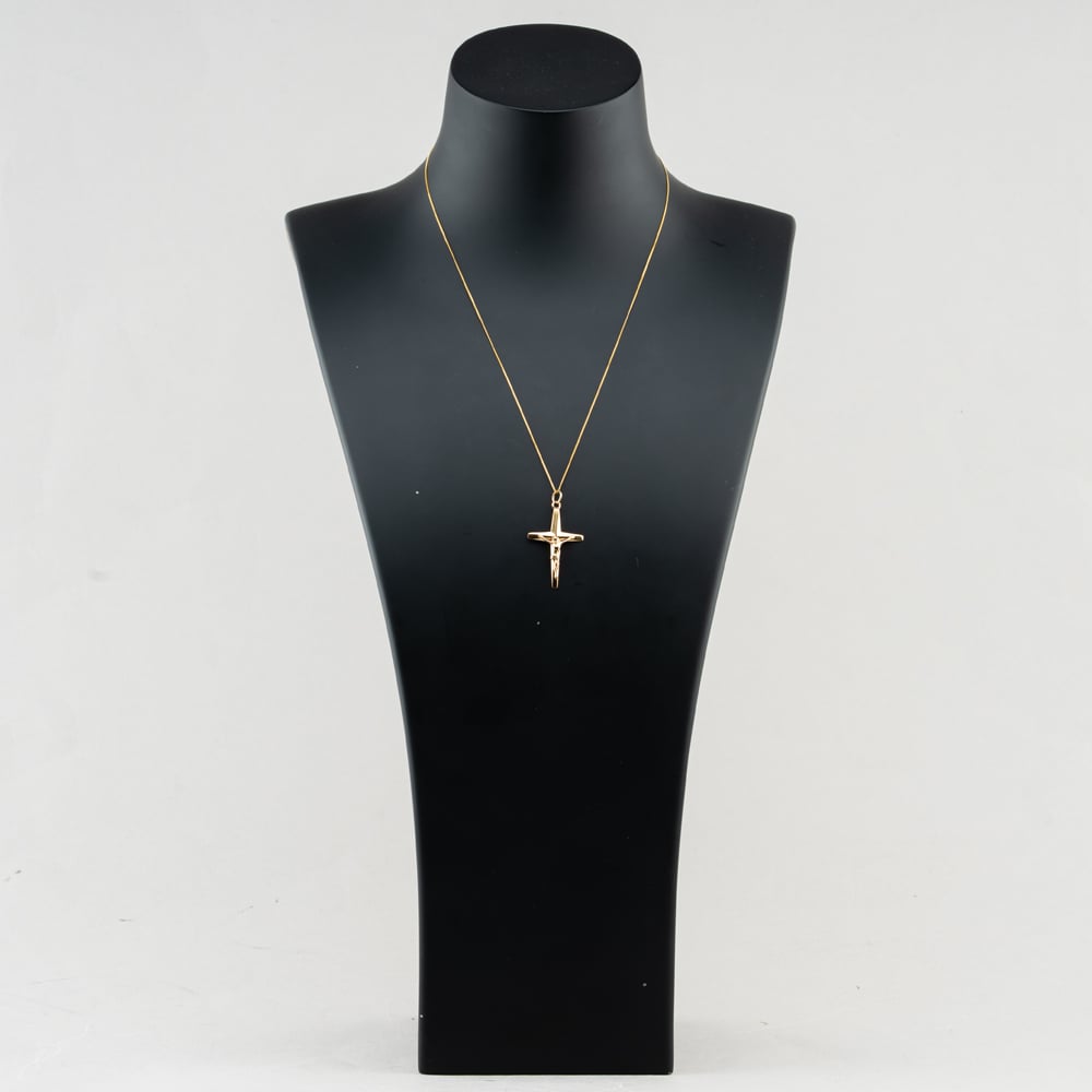 Pre-Owned Vintage 9ct Yellow Gold Crucifix Cross Pendant & 18 Inch Curb Chain 41143612