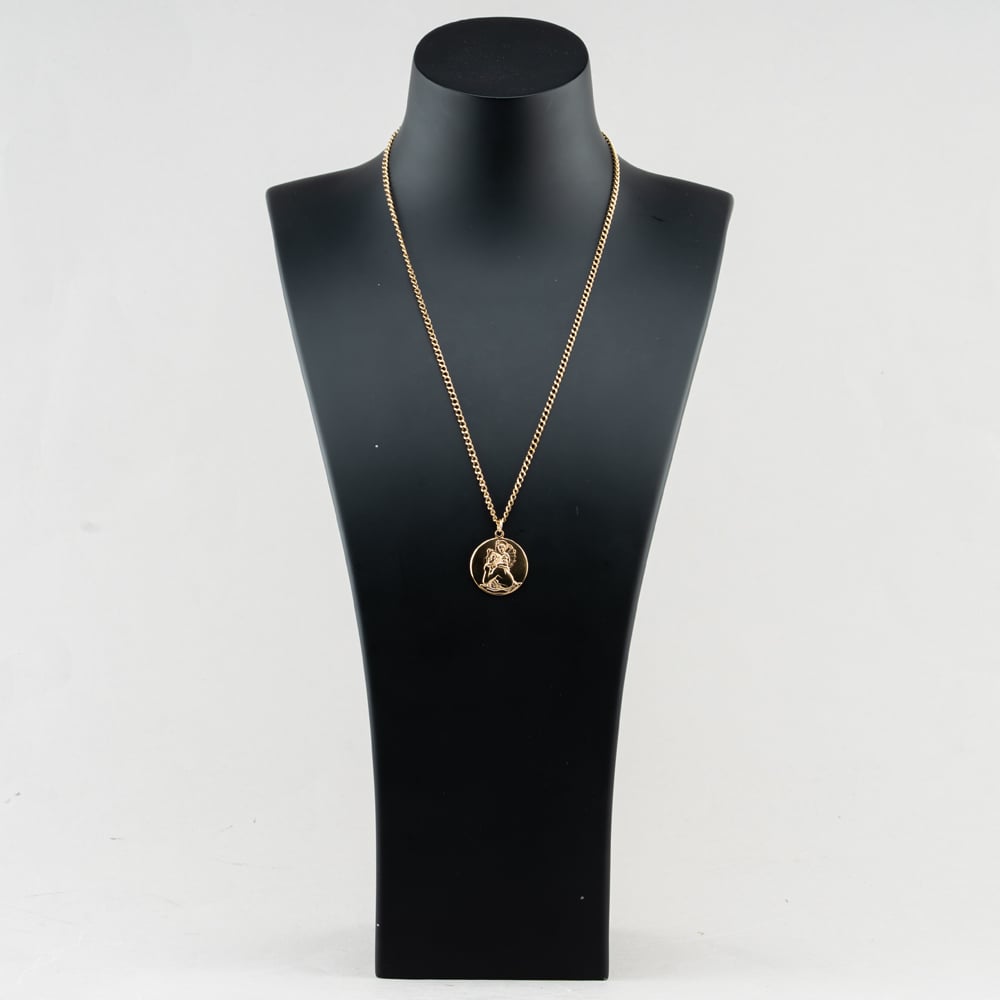 Pre-Owned 9ct Yellow Gold Round St Christopher Pendant & 20 Inch Curb Chain 41143623