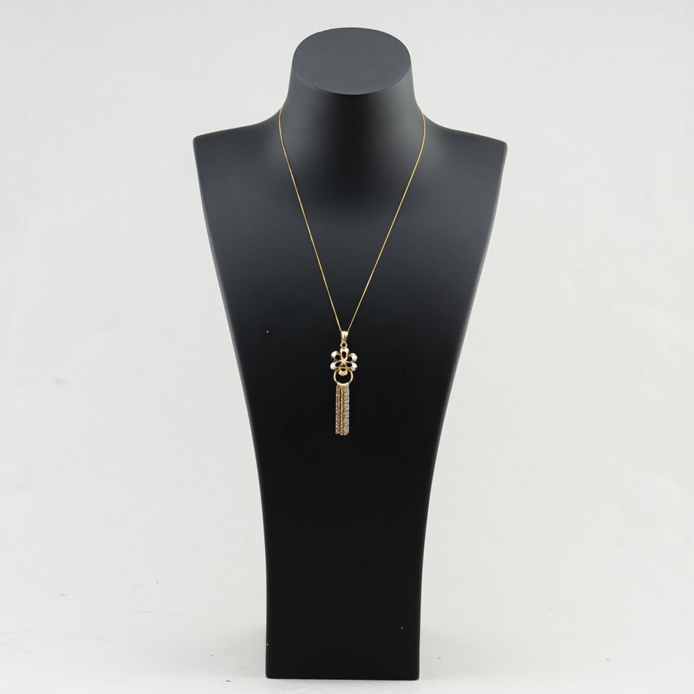 Pre-Owned 9ct Three Colour Gold Flower & Tassel Pendant & 18 Inch Curb Chain 41143625